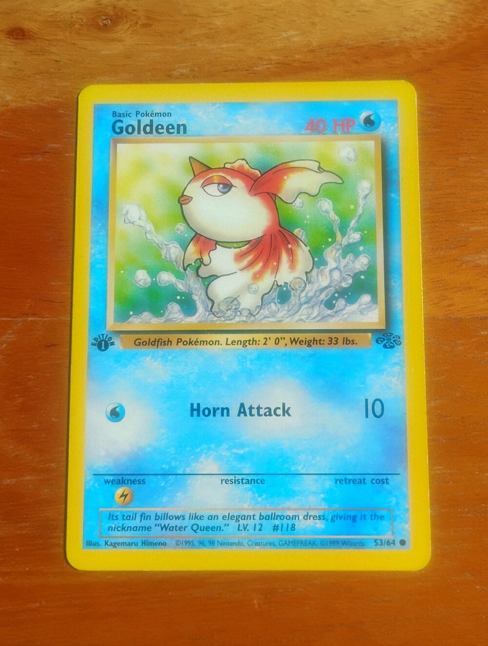 LP WOTC 1999 1st Edition Goldeen 53/64 Jungle Set Pokemon Card